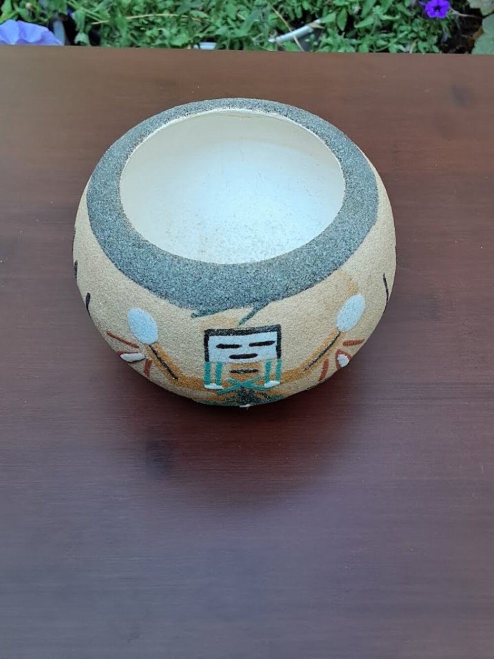 Southwestern Navajo-Style Sand Art Vessel with Yei figures; Health & Harmony - Picture 6 of 8